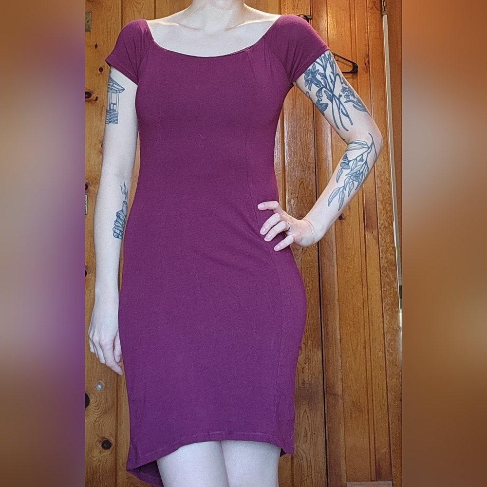 Plum Cotton Bozzolo Bodycon MiniDress